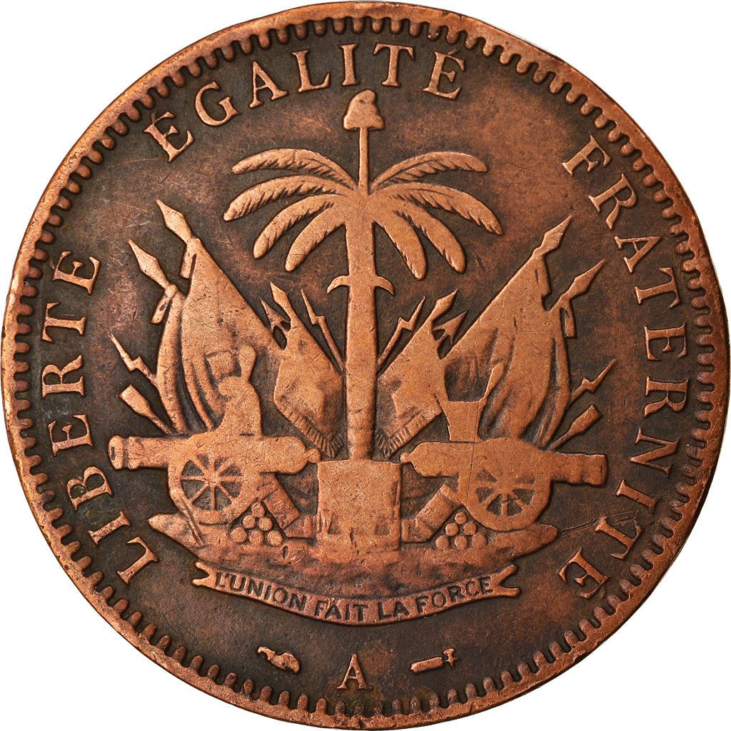 Haiti | 1 Centime Coin | Palm Tree | Cannon | Km:48 | 1886 - 1895