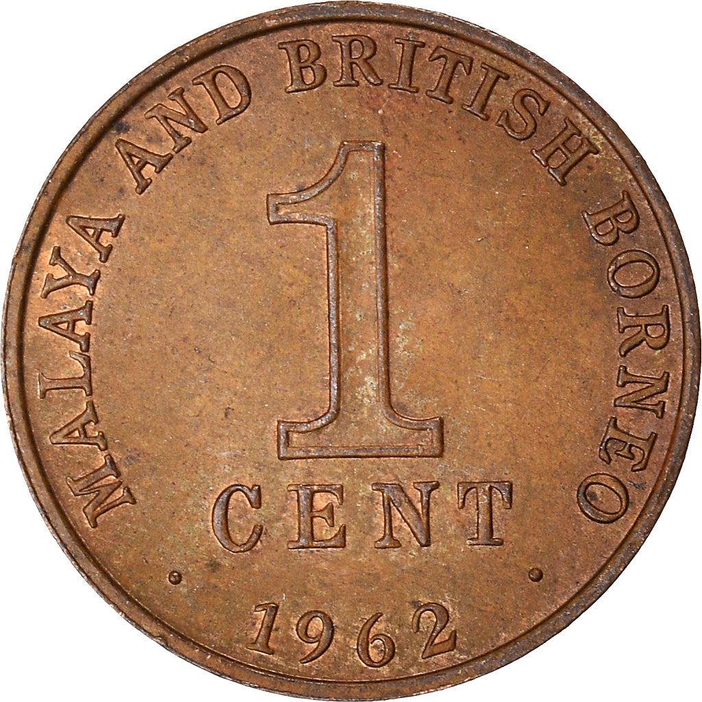 Malaya and British Borneo | 1 Cent Coin | Kris Swords | Km:6 | 1962