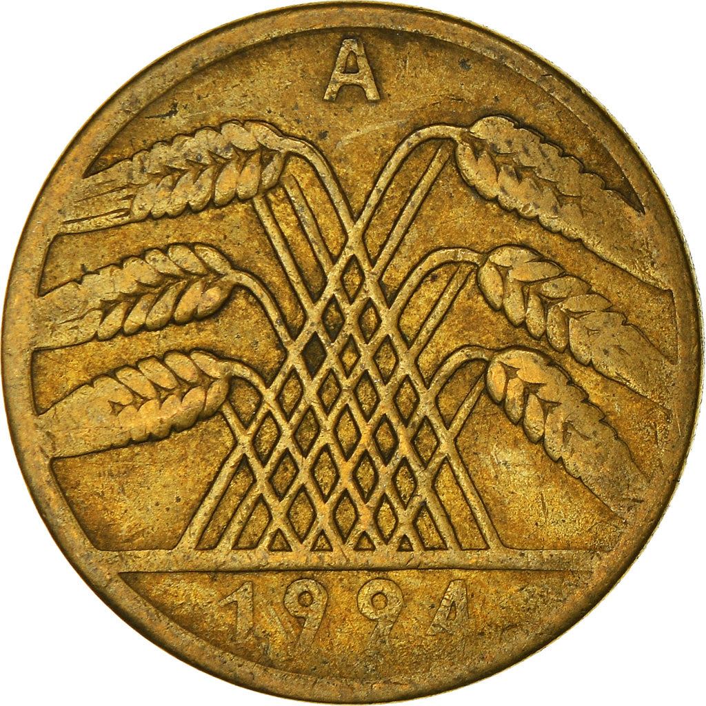 Germany | 10 Rentenpfennig Coin | Aluminium bronze | Wreath | KM:33 | 1923 - 1925