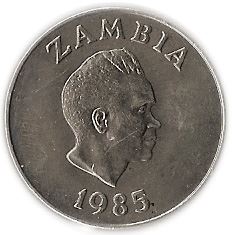 Zambia | 20 Ngwee Coin | National Bank | Kenneth Kaunda | KM23 | 1985