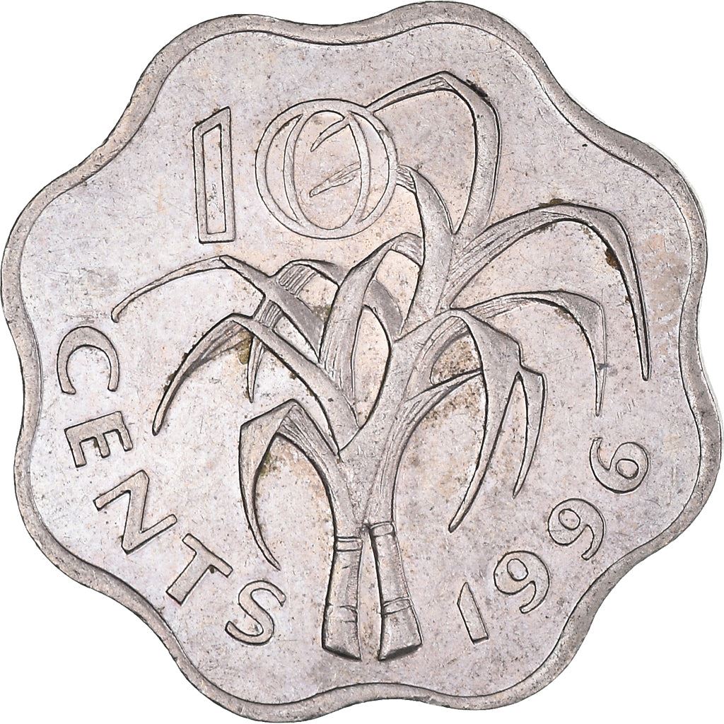 Eswatini 10 Cents Coin | King Mswati III | Sugar Cane | KM49 | 1995 - 2009