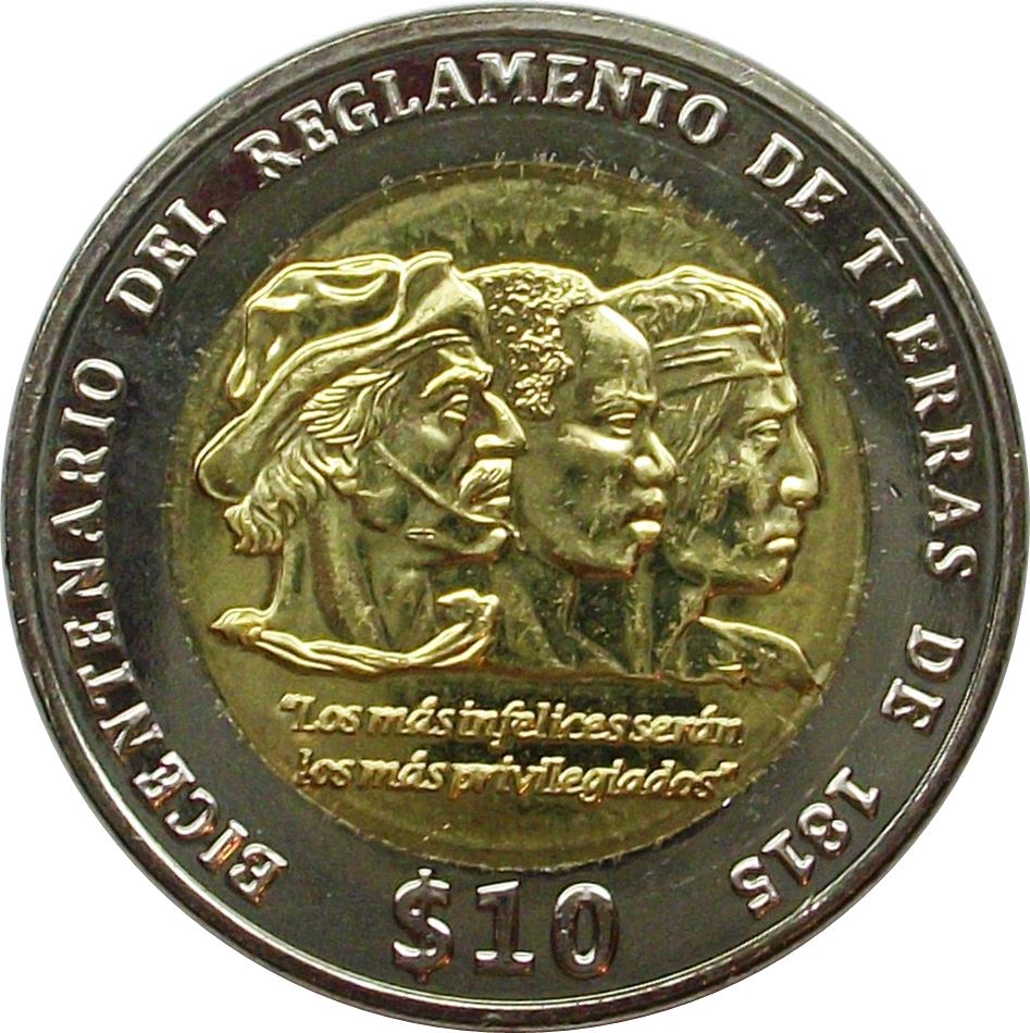 Uruguay 10 Pesos Coin | Gaucho | Afro-Descendant | Indian | KM141 | 2015