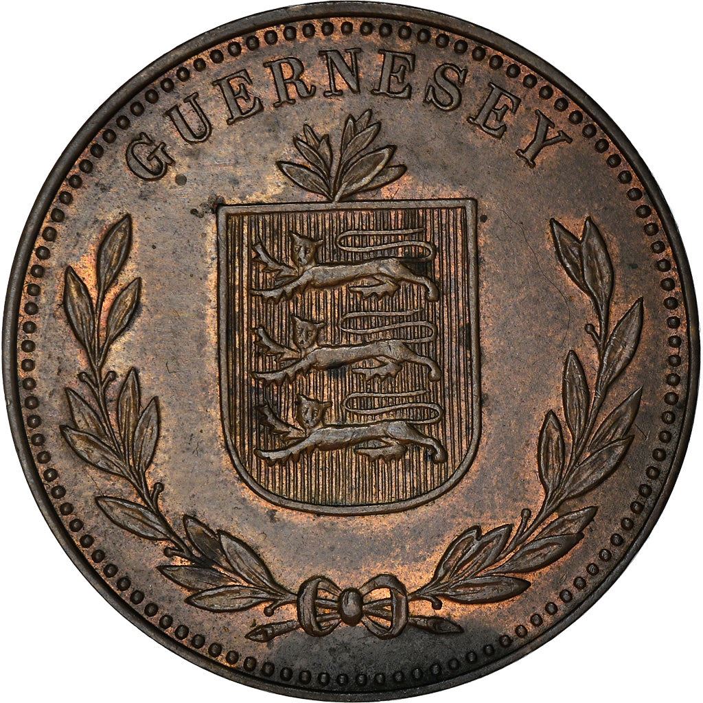 Guernsey 8 Doubles Coin | Coat of Arms | KM14 | 1914 - 1949