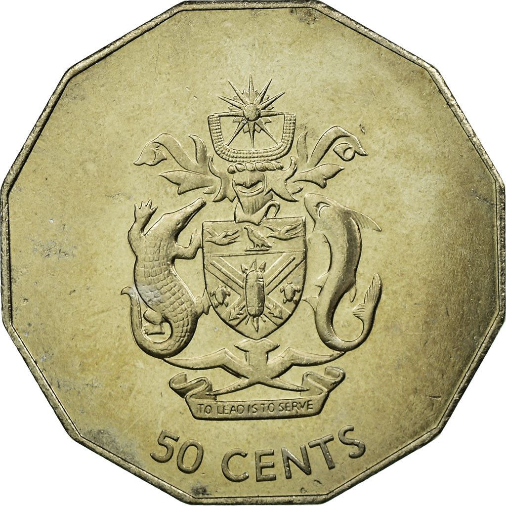 Solomon Islands | 50 Cents Coin | Elizabeth II | Solomon Shield and Arms | Km:29 | 1990 - 2005