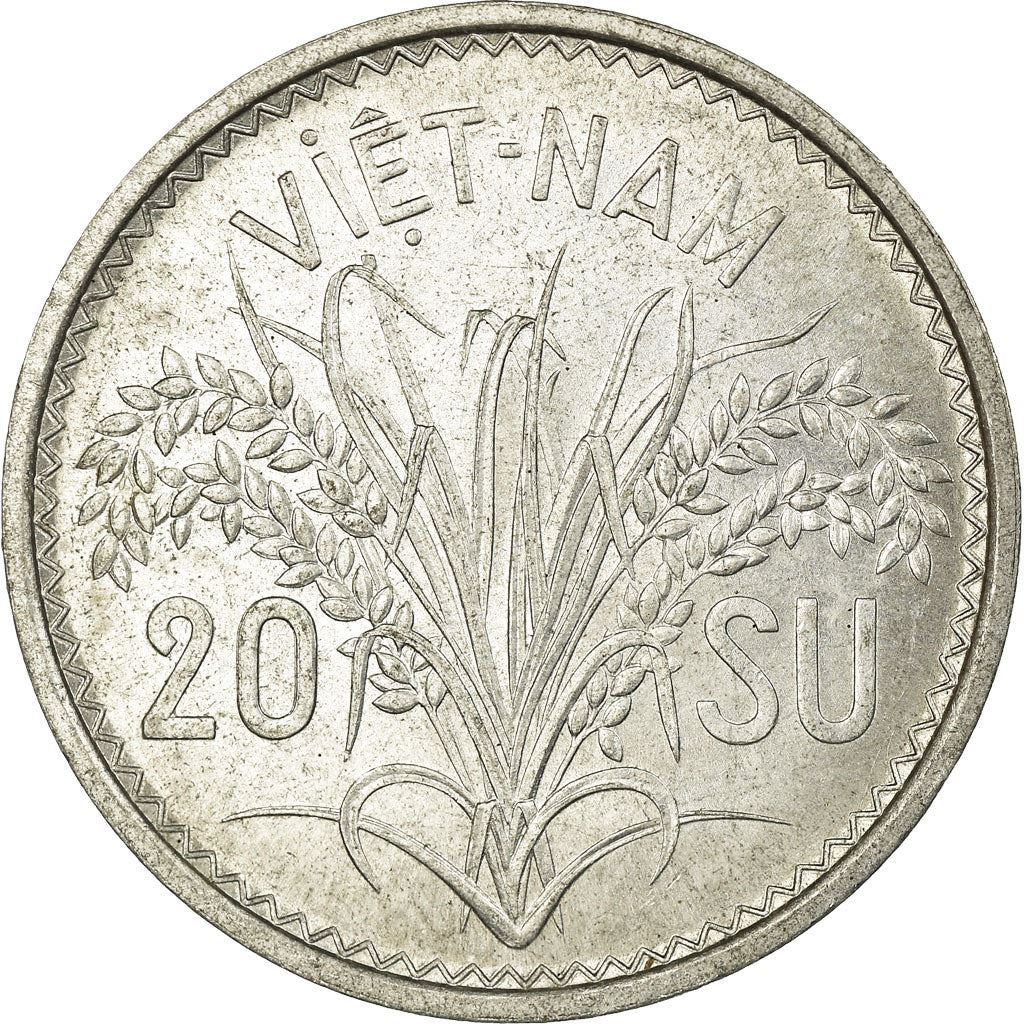 South Vietnam | 20 Su Coin | Rice plant | Km:2 | 1953