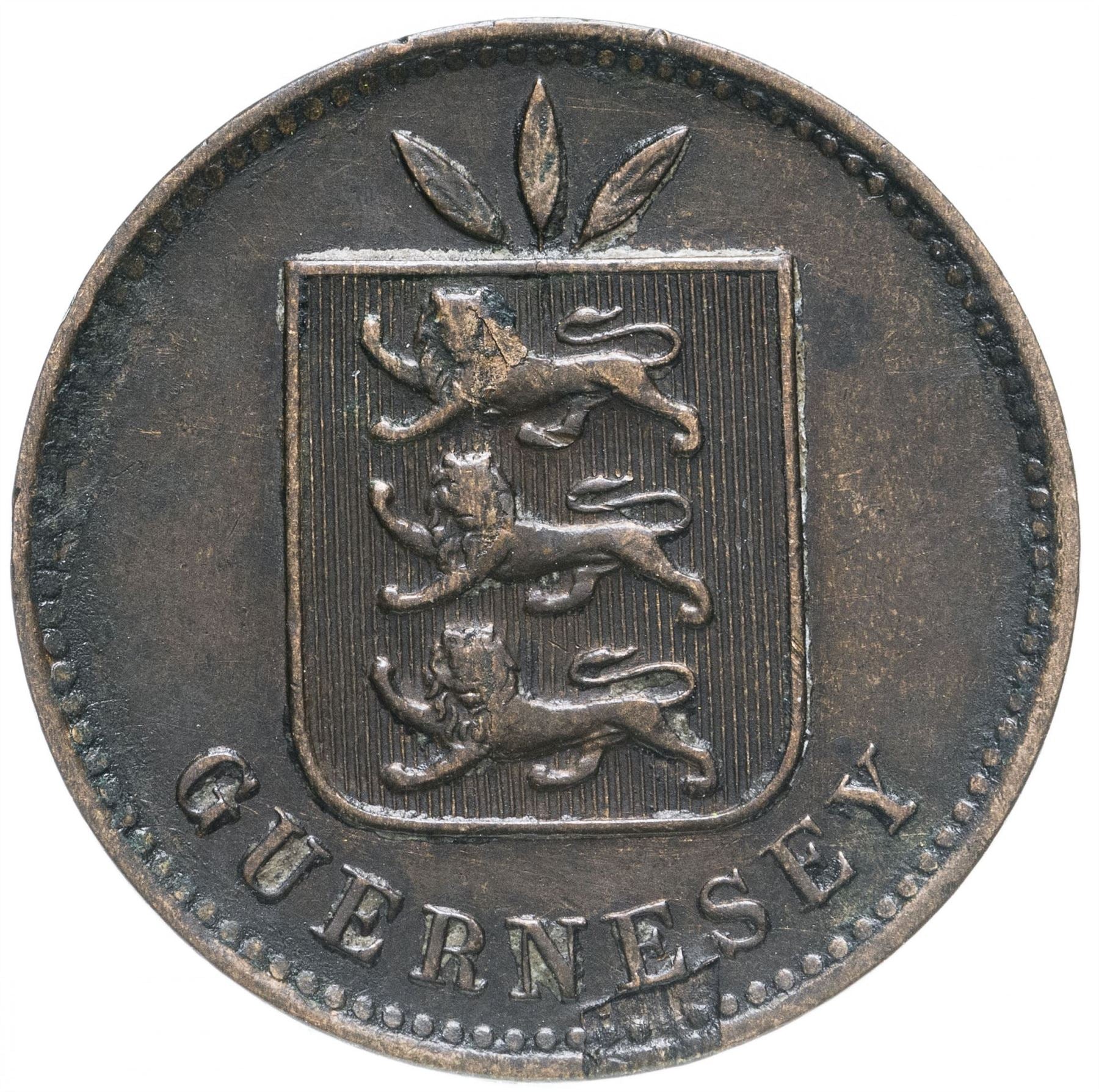 Guernsey 4 Doubles Coin | Guernsey Arms | KM5 | 1864 - 1911