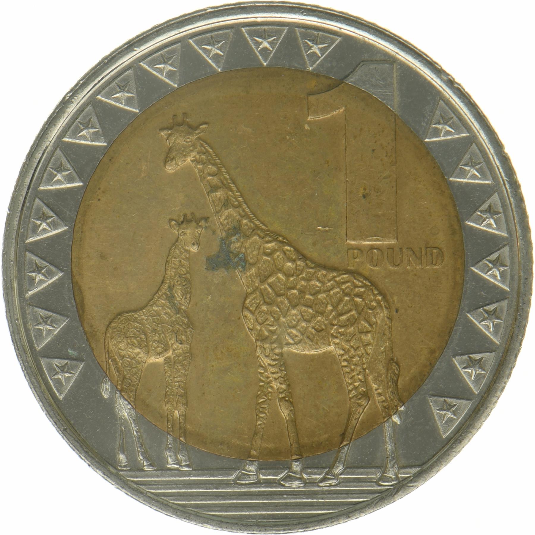 Sydsudan | 1 Pund Mønt | Nubisk giraf | KM:4 | 2015