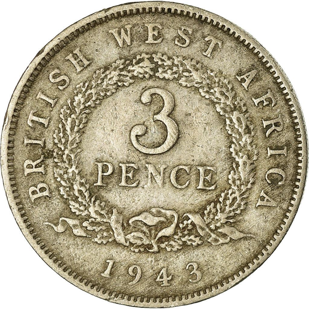 British West Africa | 3 Pence Coin | George VI | Wreath | Km:21 | 1938 - 1947