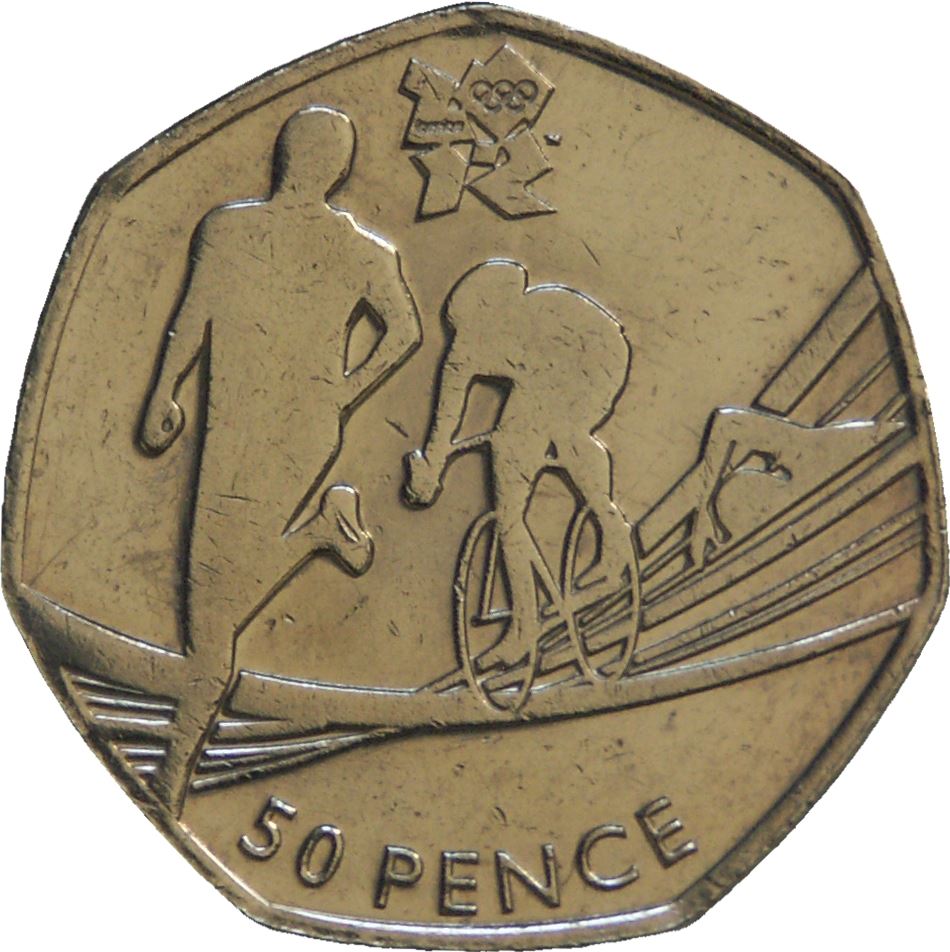 United Kingdom | 50 Pence Coin | Triathlon | KM:1173 | 2011