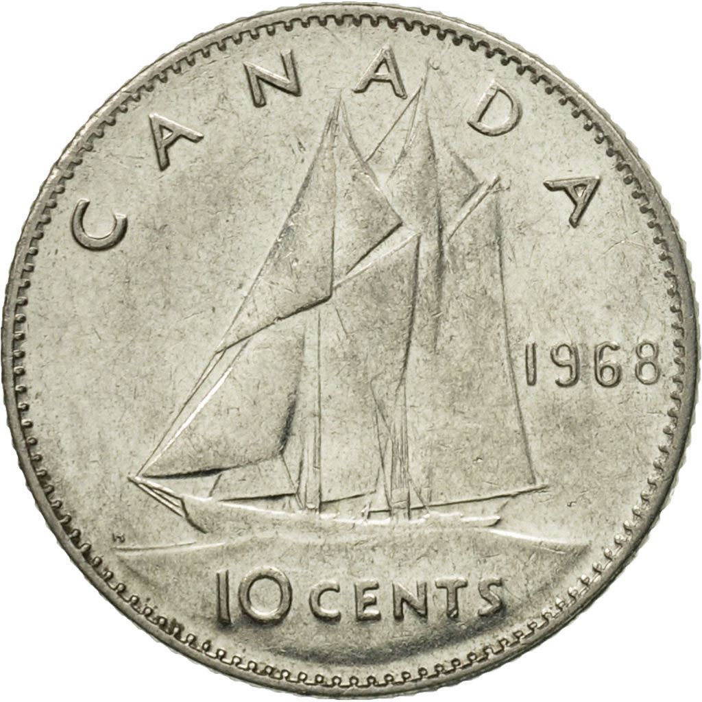 Canada | 10 Cents Coin | Nickel | 2nd portrait | KM:72a | 1968