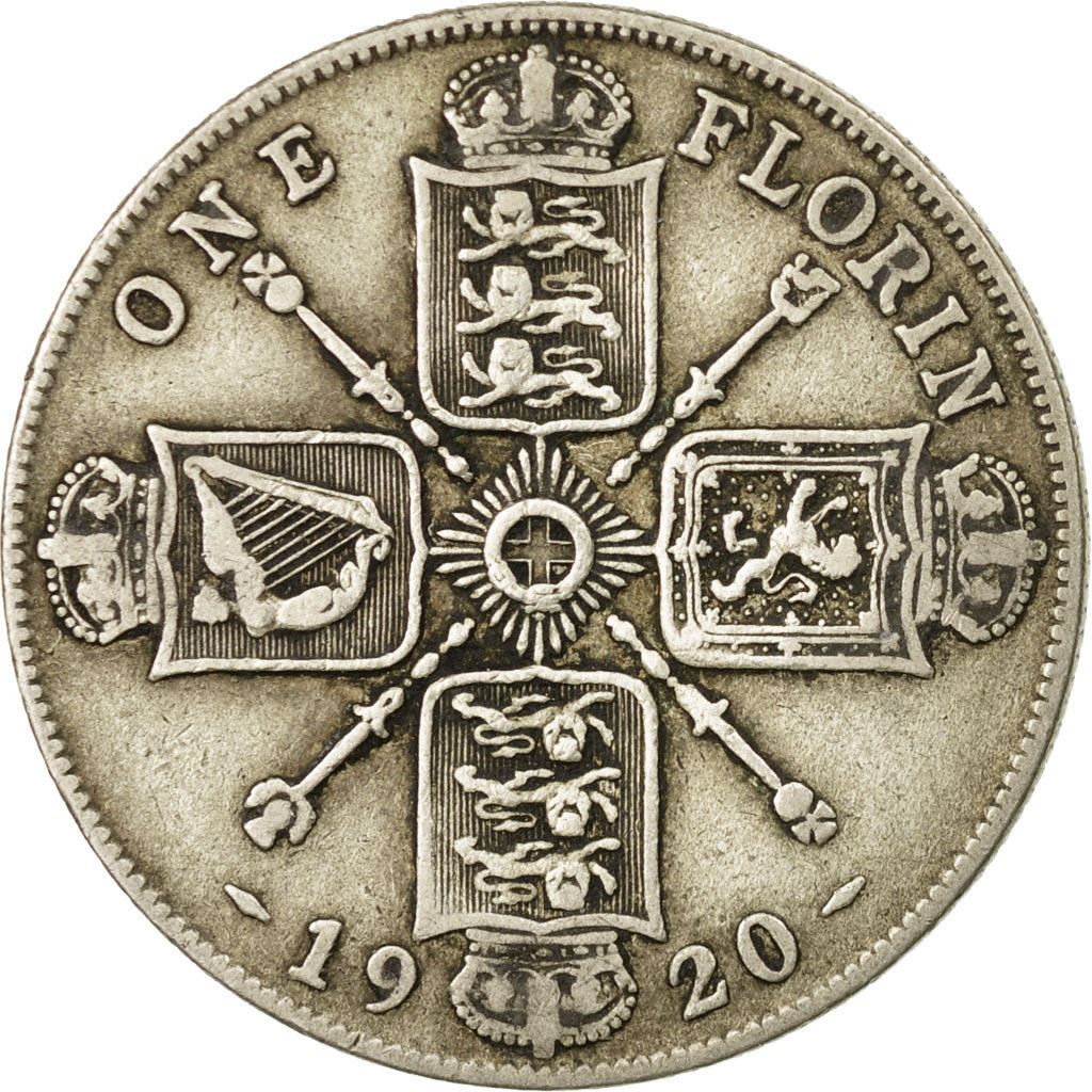 United Kingdom | 1 Florin Coin | George V | Km:817A | F-VF | 1920 - 1926