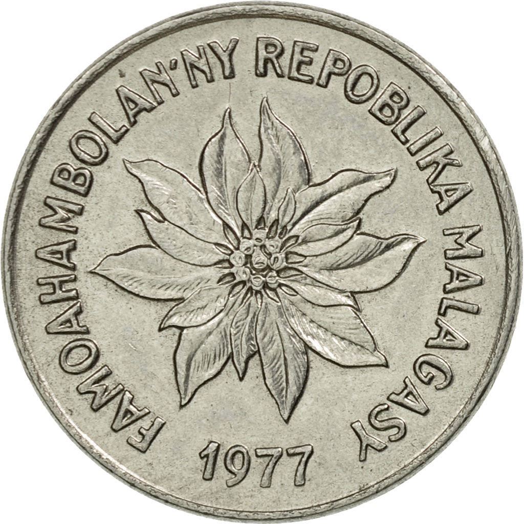Madagascar | 2 Francs Coin | Zebu | Flower | Km:9 | 1965 - 1989
