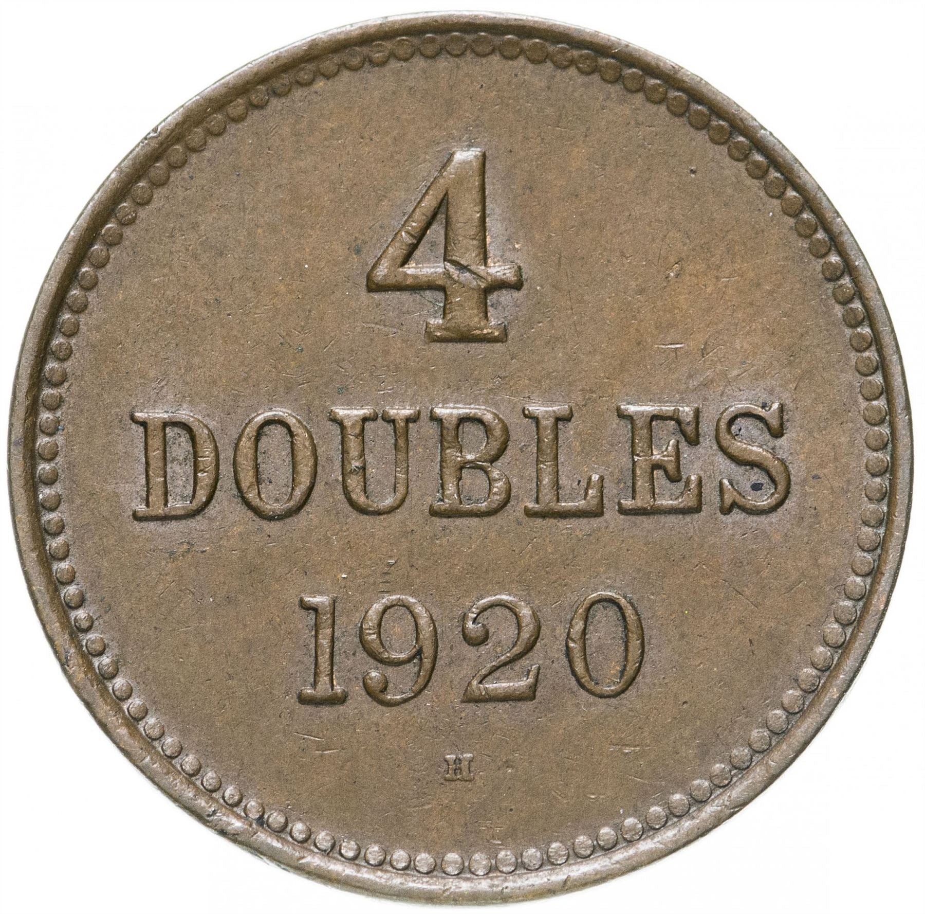 Guernsey 4 Doubles Coin | KM13 | 1914 - 1949