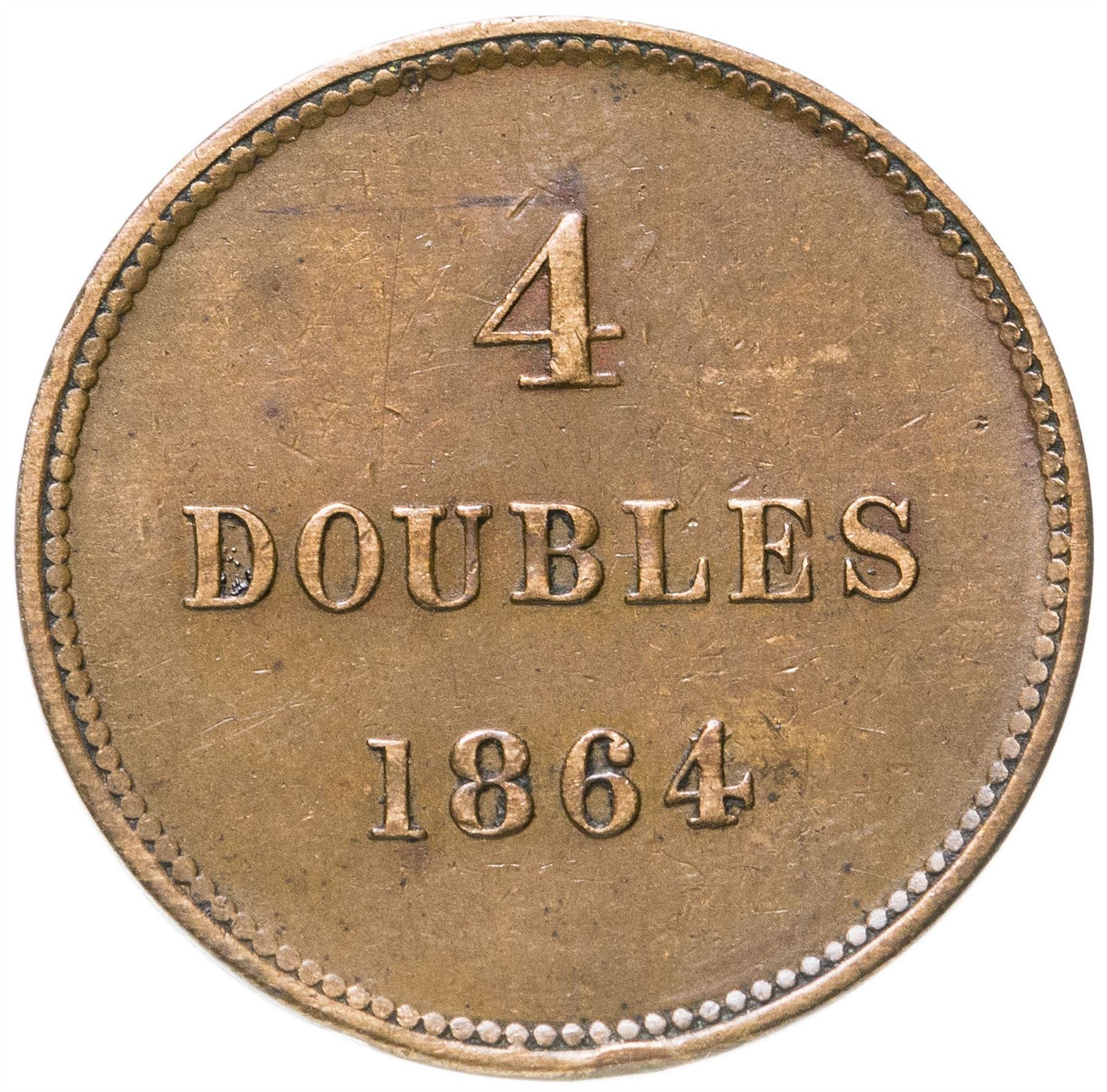 Guernsey 4 Doubles Coin | Guernsey Arms | KM5 | 1864 - 1911