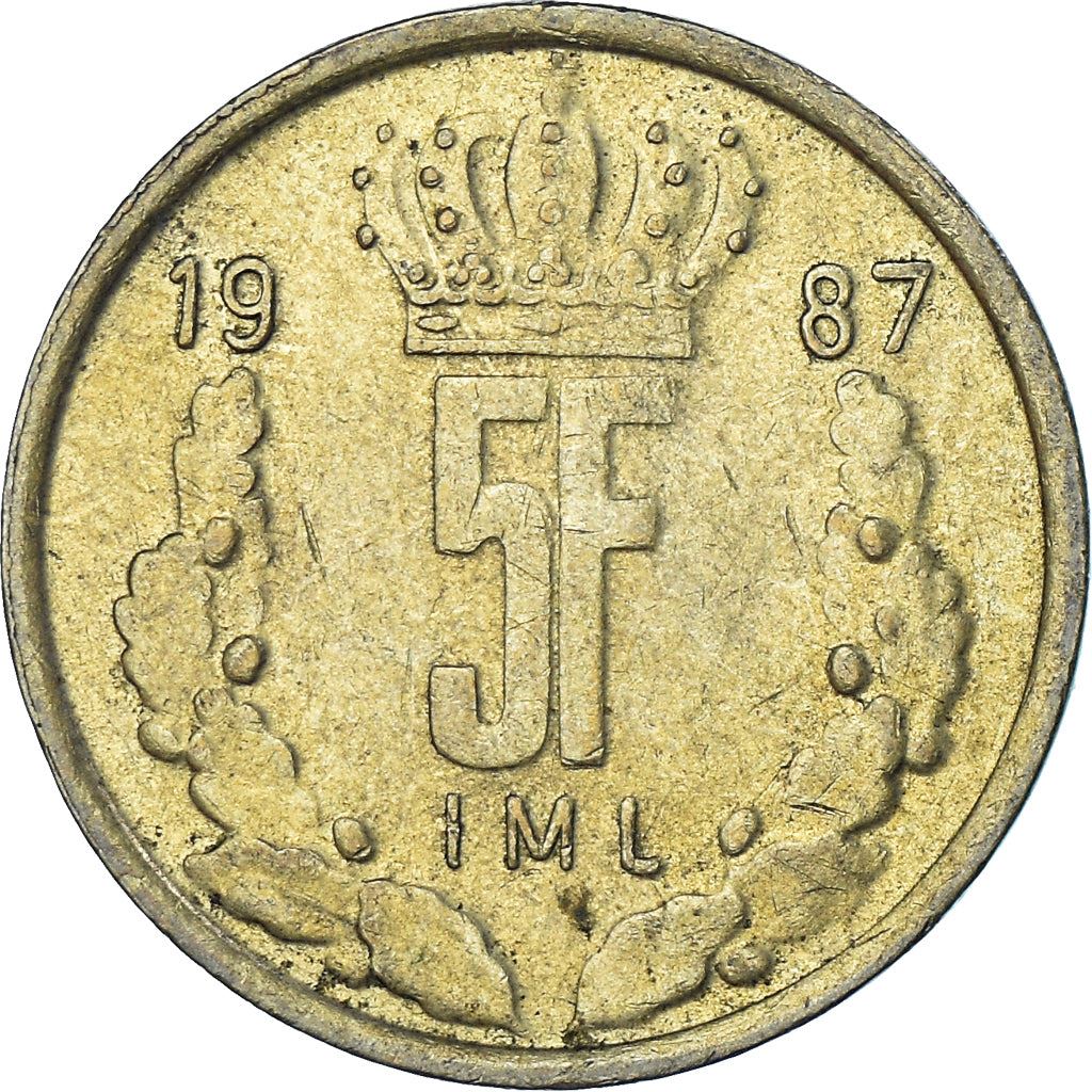 Luxembourg | 5 francs | Monarque | Bronze d’aluminium-nickel | KM : 60 | 1986-1988