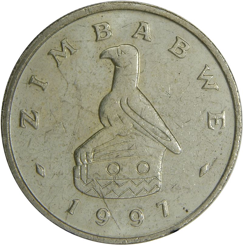Zimbabwe | 2 Dollars Coin | Bateleur Eagle | Pangolin | Scaly Anteaters | KM12 | 1997