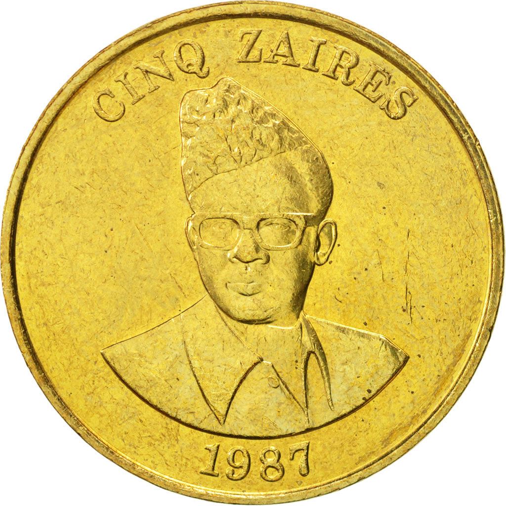 Zaire | 5 Zaires Coin | Mobutu Sese Seko | Km:14 | 1987