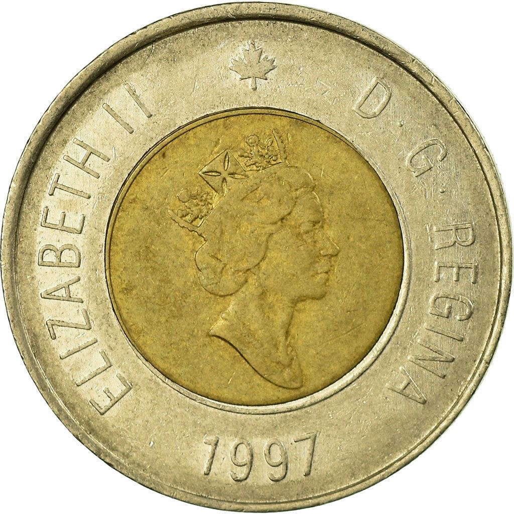 Kanada | 2-Dollar-Münze | Aluminiumbronze-Mittelteil in Nickelring | 3. Porträt; Ahornblatt-Logo | KM:270 | 1996-2003