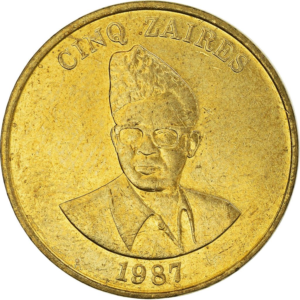 Zaire | 5 Zaires Coin | Mobutu Sese Seko | Km:14 | 1987