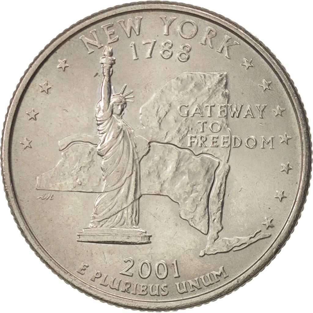United States | 1/4 Dollar Coin | New York | Km:318 | 2001