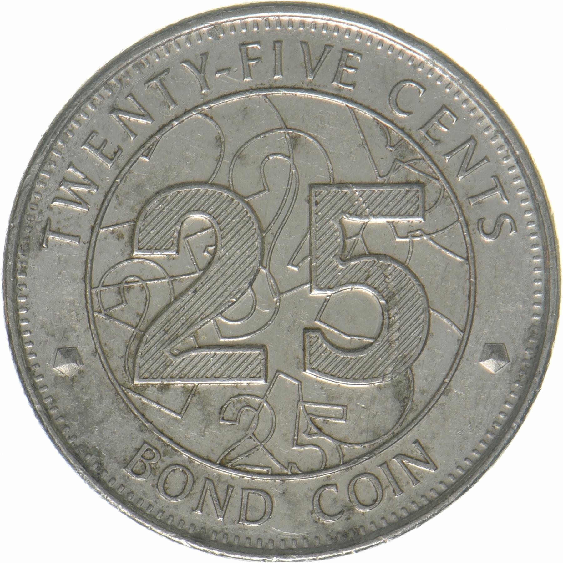 Zimbabwe | 25 Cents Coin | Bond Coin | KM:19 | 2014