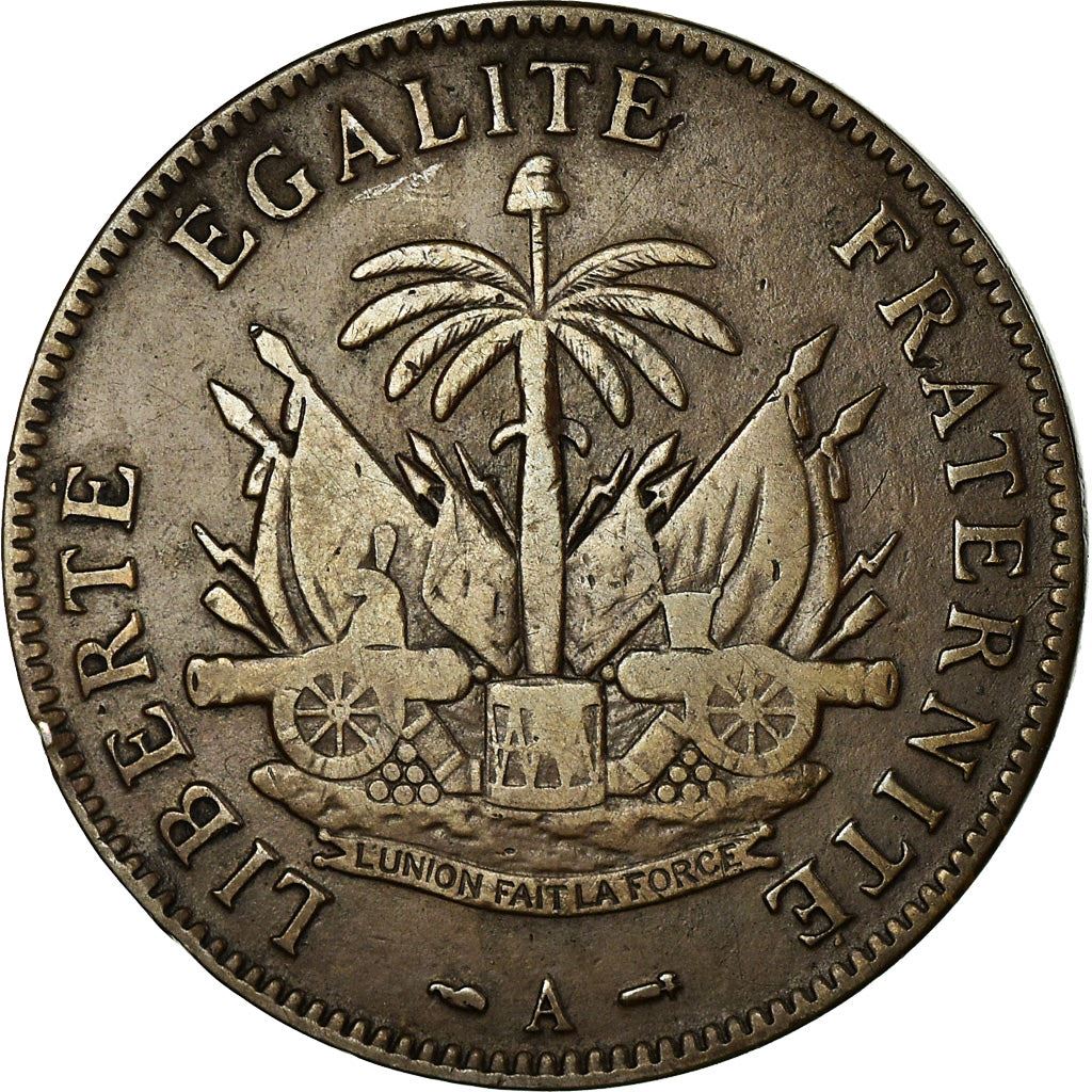 Haiti | 2 Centimes Coin | Palm Tree | Cannon | Km:49 | 1886 - 1894