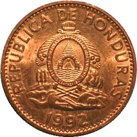 Honduras 1 Centavo Coin | Pyramid | Wreath | KM77a | 1974 - 1998