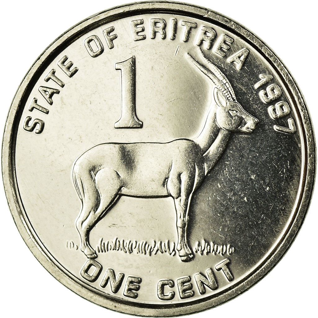 Eritrea | 1 Cent Munt | Gazelle | Soldaten | Vlag | Km:43 | 1997