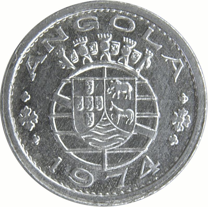 Angola | 10 Centavos Coin | Horse | Elephant | Shield | KM:82 | 1974