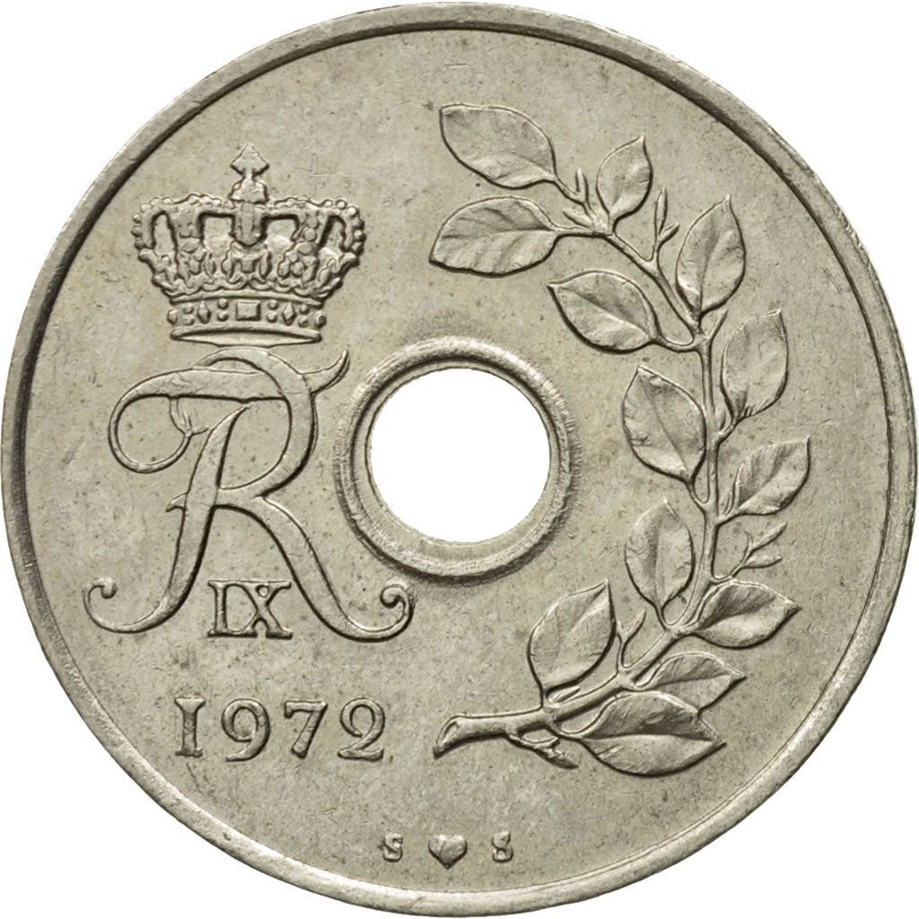 Denmark | 25 Ore Coin | Monogram | Km:855 | 1966 - 1972