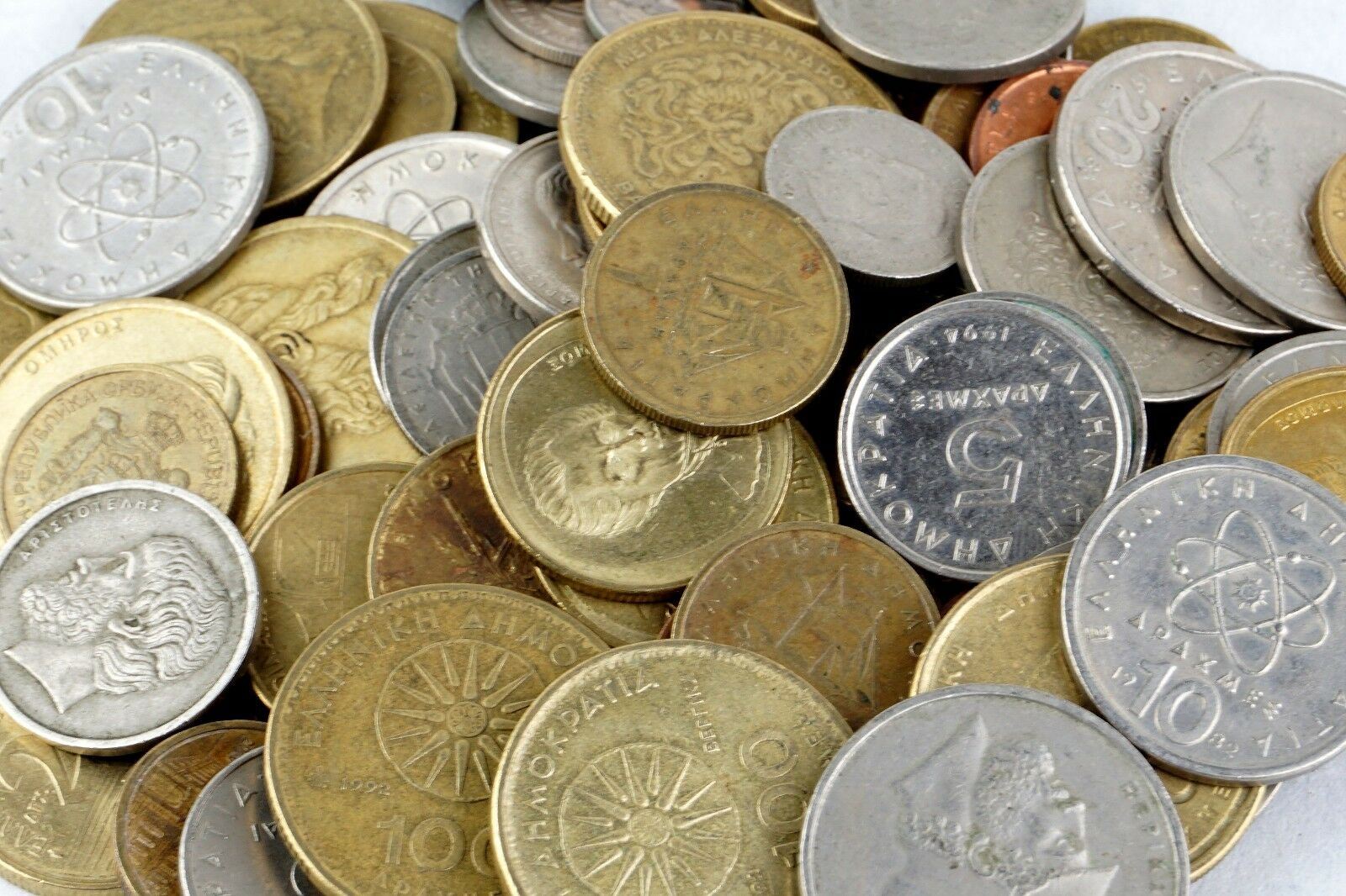 Greek 10 Mixed Coins | Greece | King Paul I | Constantine II | Lepta | Drachmes | 1954 - 2002