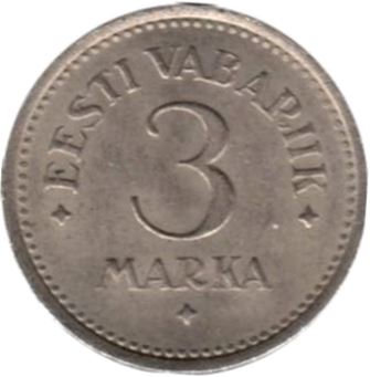 Estonia 3 Marka Coin | Lions | KM2 | 1922