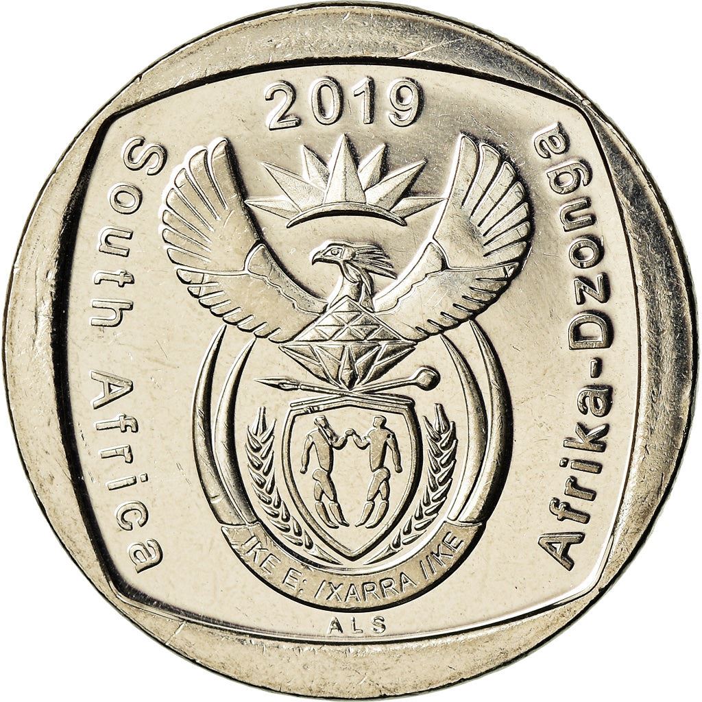 South Africa | 2 Rand Coin | Sun | Tree | Water | Fish | Environmental Rights | Km:695 | 2019