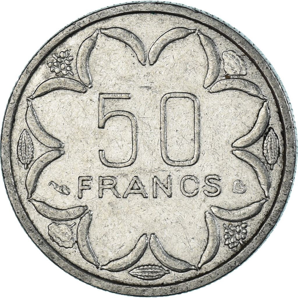Central African States | 50 Francs Cfa Coin | Antelope | Crops | Km:11 | 1976 - 2003