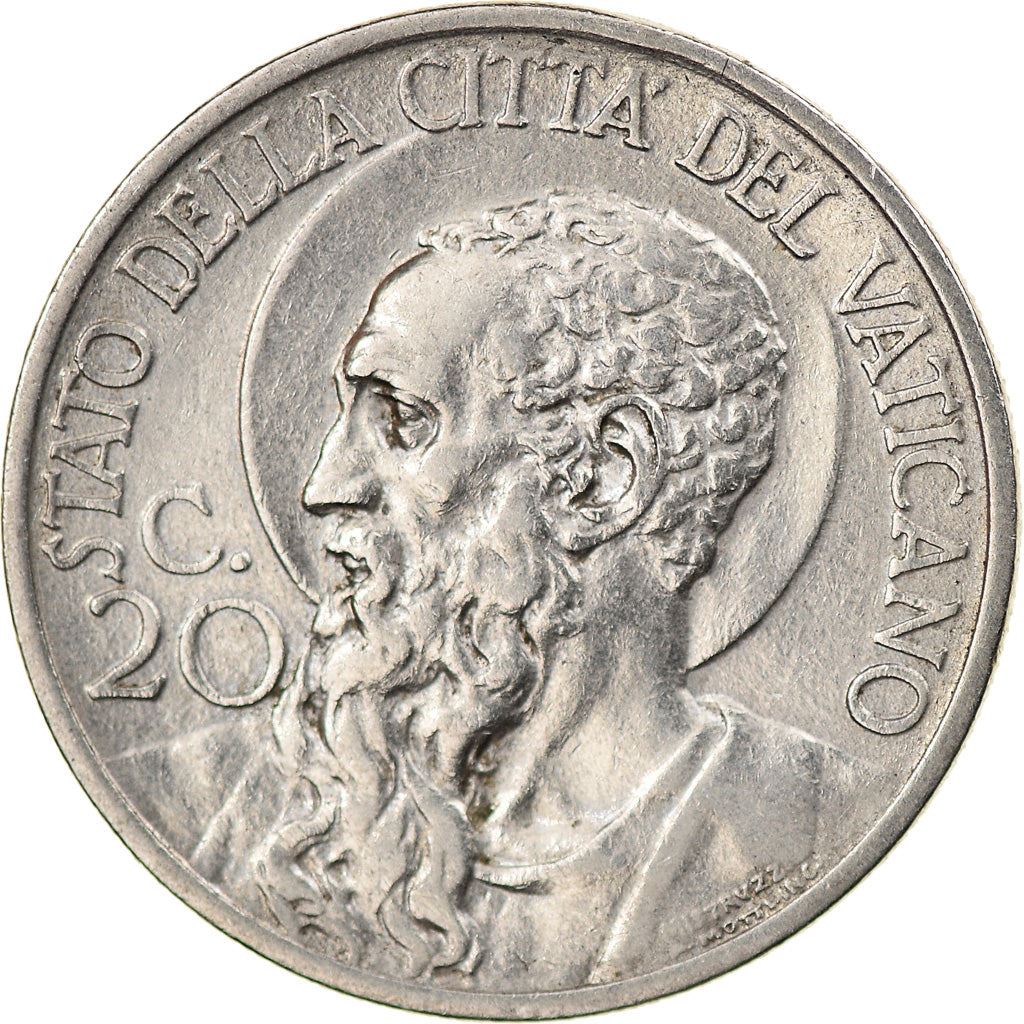 Vatican City | 20 Centesimi Coin | St. Paul | Nickel | KM:3 | 1929-1937