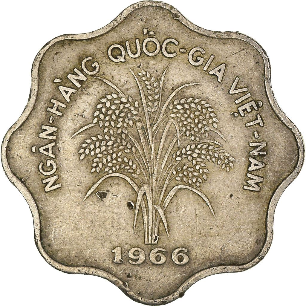 South Vietnam | 5 Dong Coin | Rice plant | Km:9 | 1966 - 1970