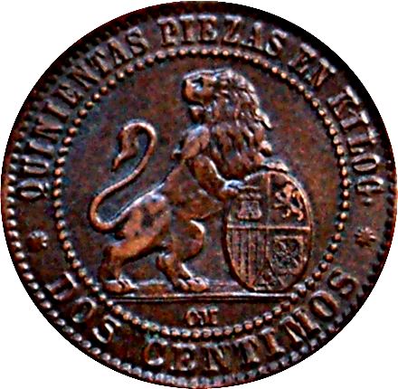 Spain 2 Centimos Coin | Provisional Government | KM661 | 1870