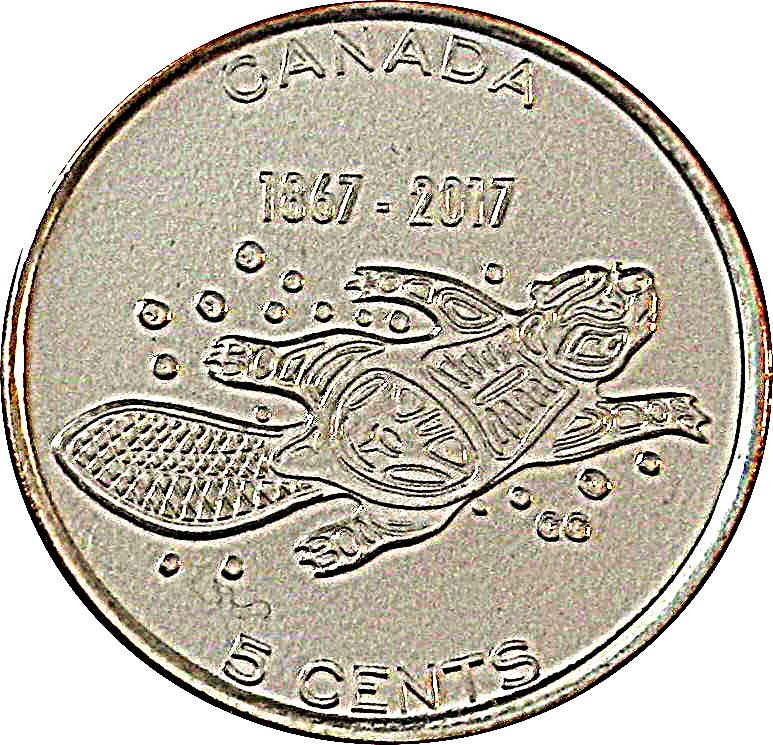 Canada 5 Cents Coin | Queen Elizabeth II | Beaver | KM2291 | 2017