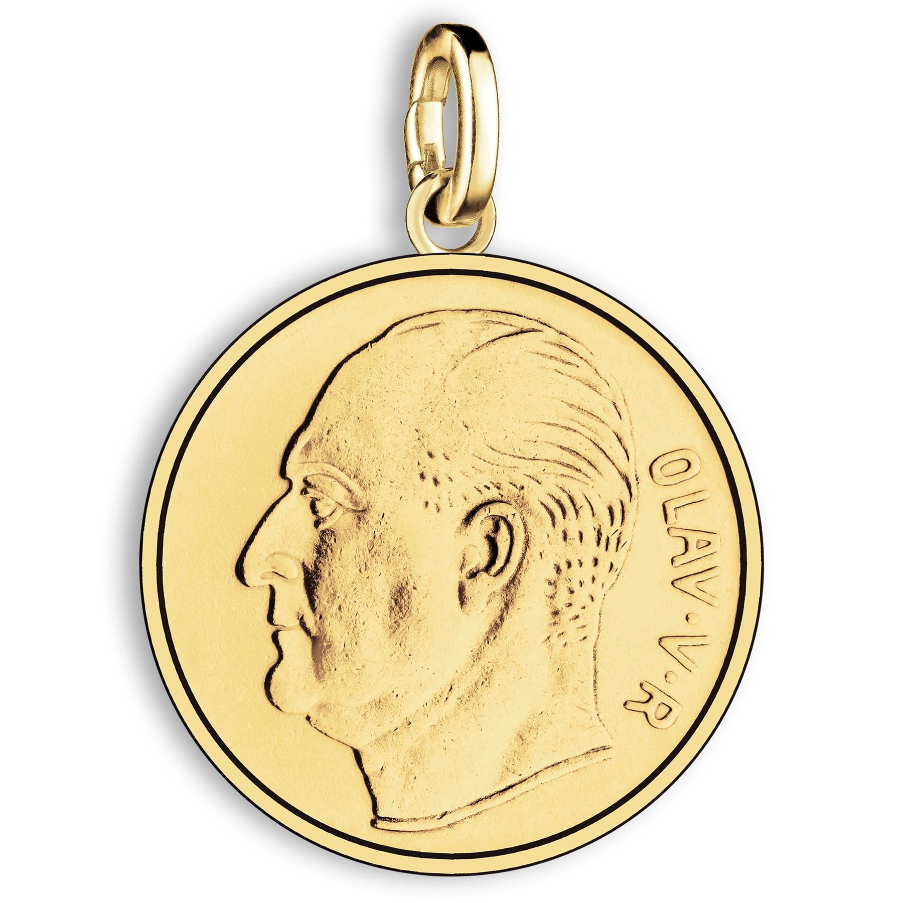 Norwegian 1 Krone Coin Charm | 925 Sterling Silver 18K Gold Plated | 1958 - 1973