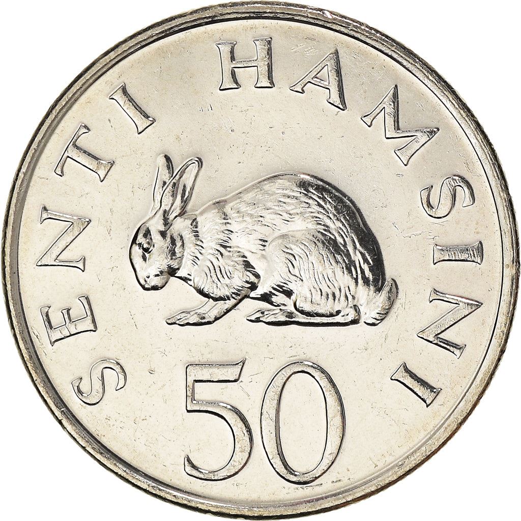 Tanzania | 50 Senti Coin | Rabbit | Km:26 | 1988 - 1990