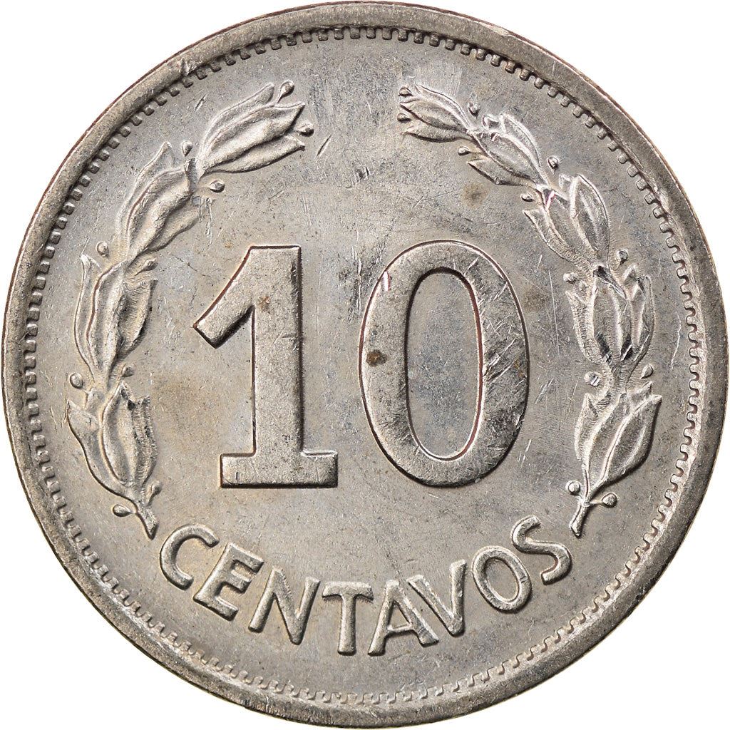 Ecuador | 10 Centavos Coin | Copper-nickel clad steel | Coat of Arms | KM:76d | 1976