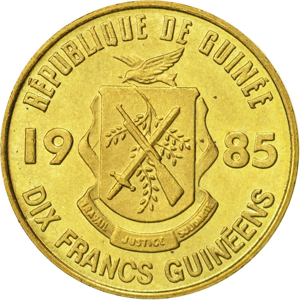 Guinea | 10 Francs Guineens Coin | Palm leaf | Km:52 | 1985