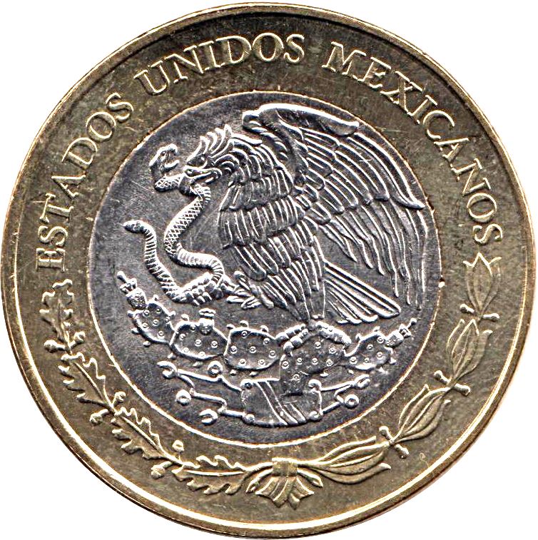 Mexico | 20 Pesos Coin | Jose Azueta | Naval Academy | Eagle | Shield | Snake | KM978 | 2014