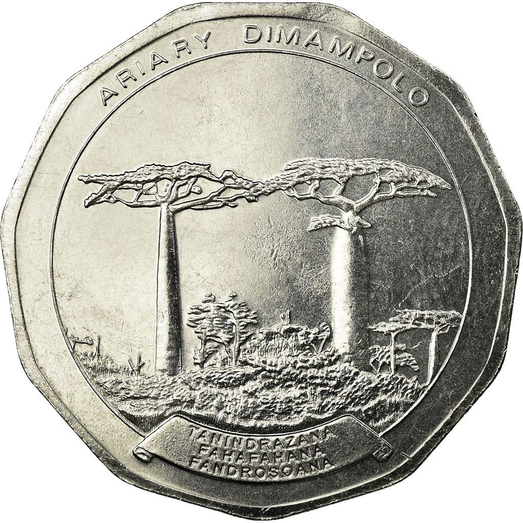 Madagascar | 50 Ariary Coin | Star | Baobab | Km:25.2 | 2005