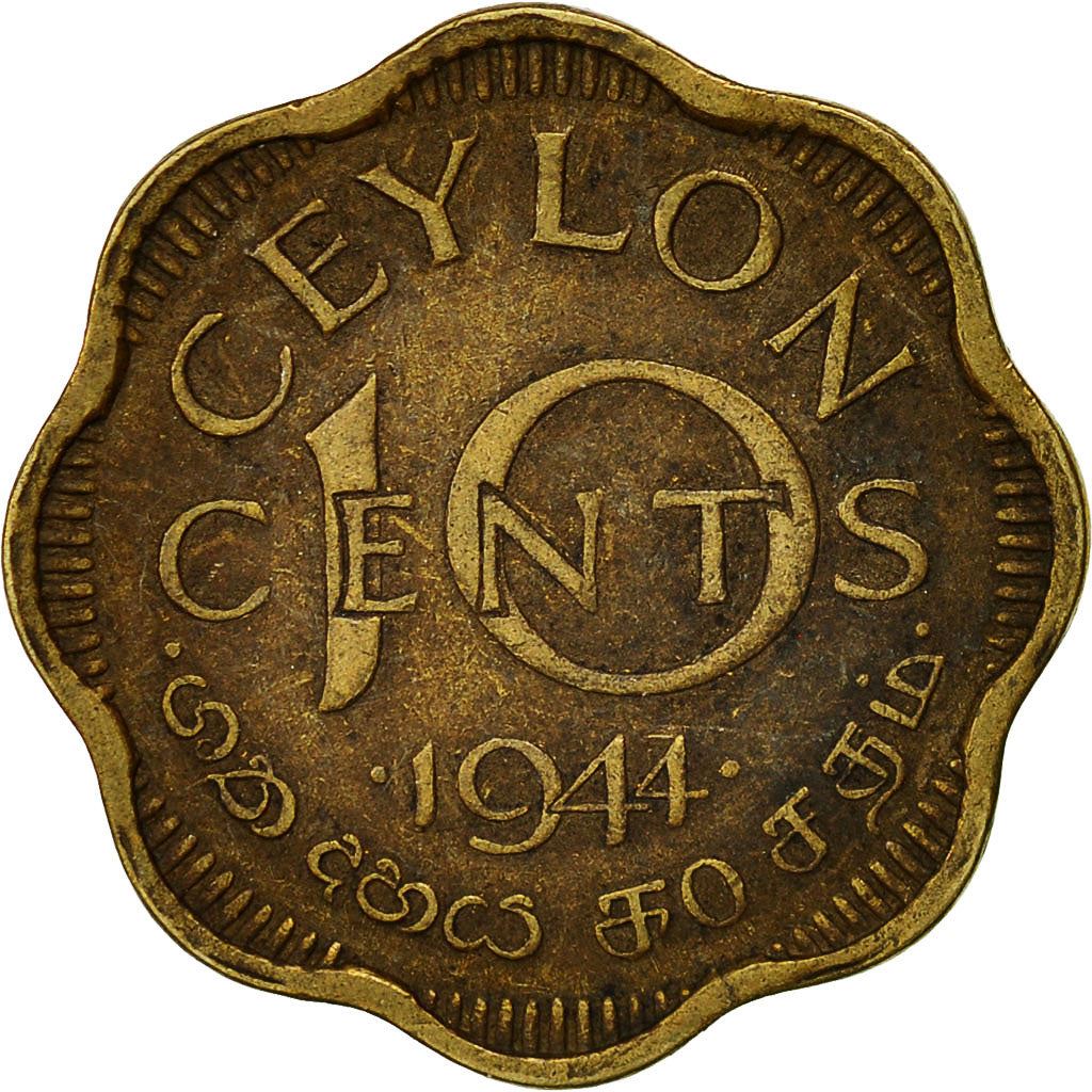 Sri Lanka › Ceylon | 10 Cents Coin | George VI | Km:118 | 1944