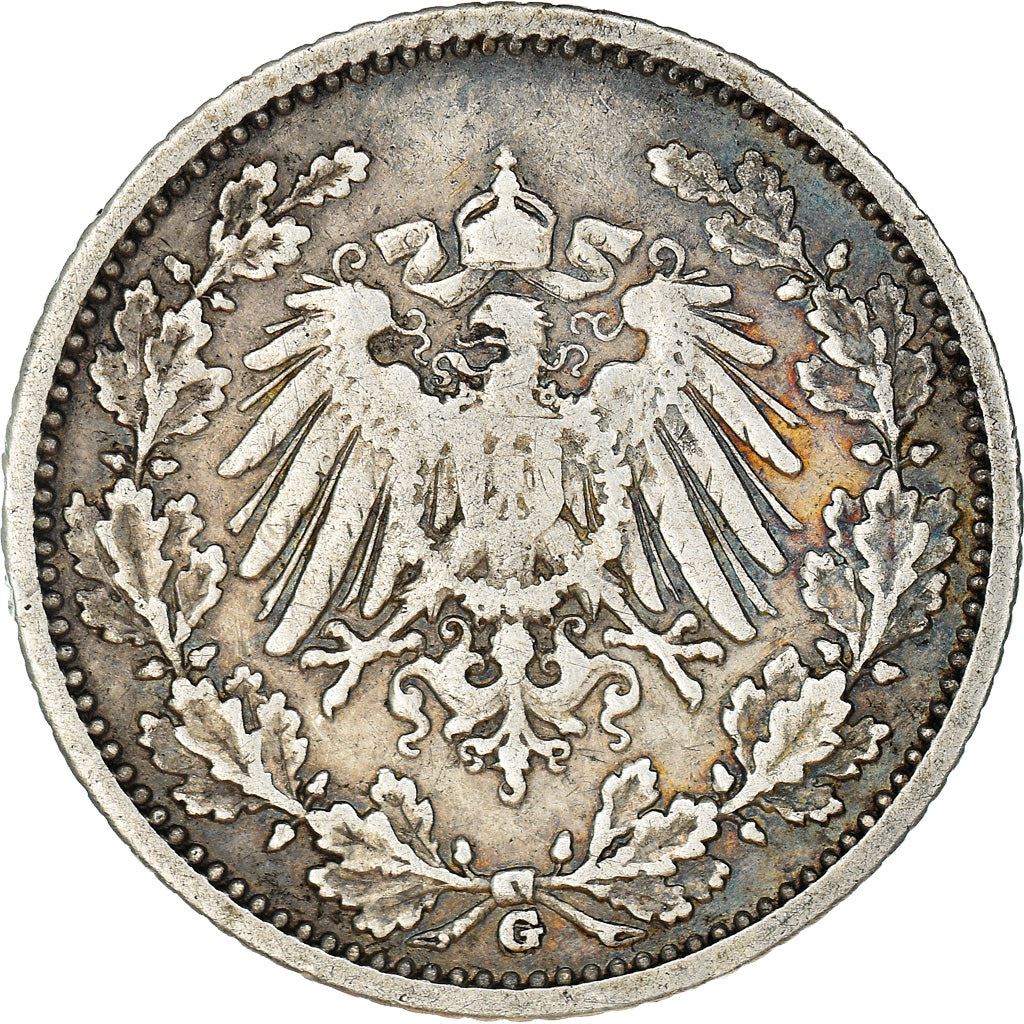 German Empire 1/2 Mark Coin | Deutsches Reich | Wilhelm II | Type 2 | KM17 | 1905 - 1919