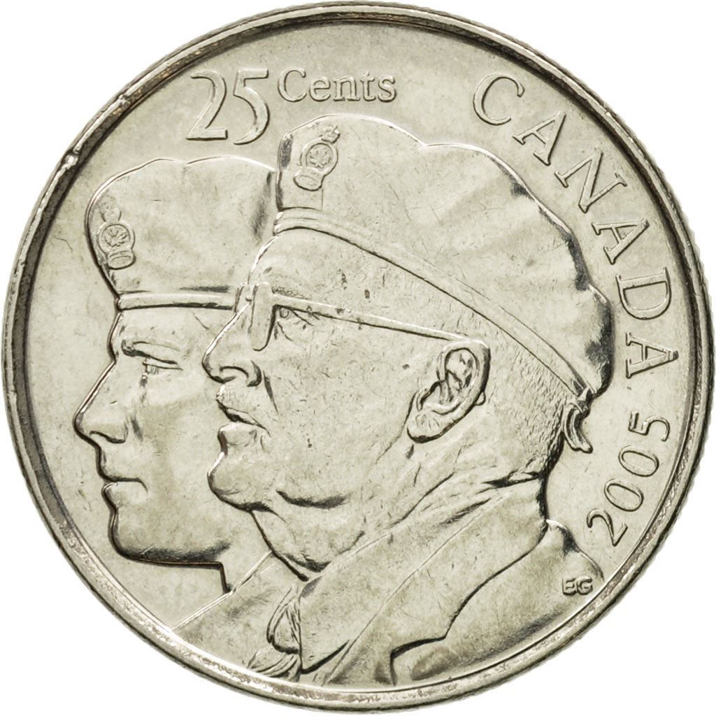 Canada | 25 cent mønt | Veteranens år | Nikkelbelagt stål | KM:535 | 2005