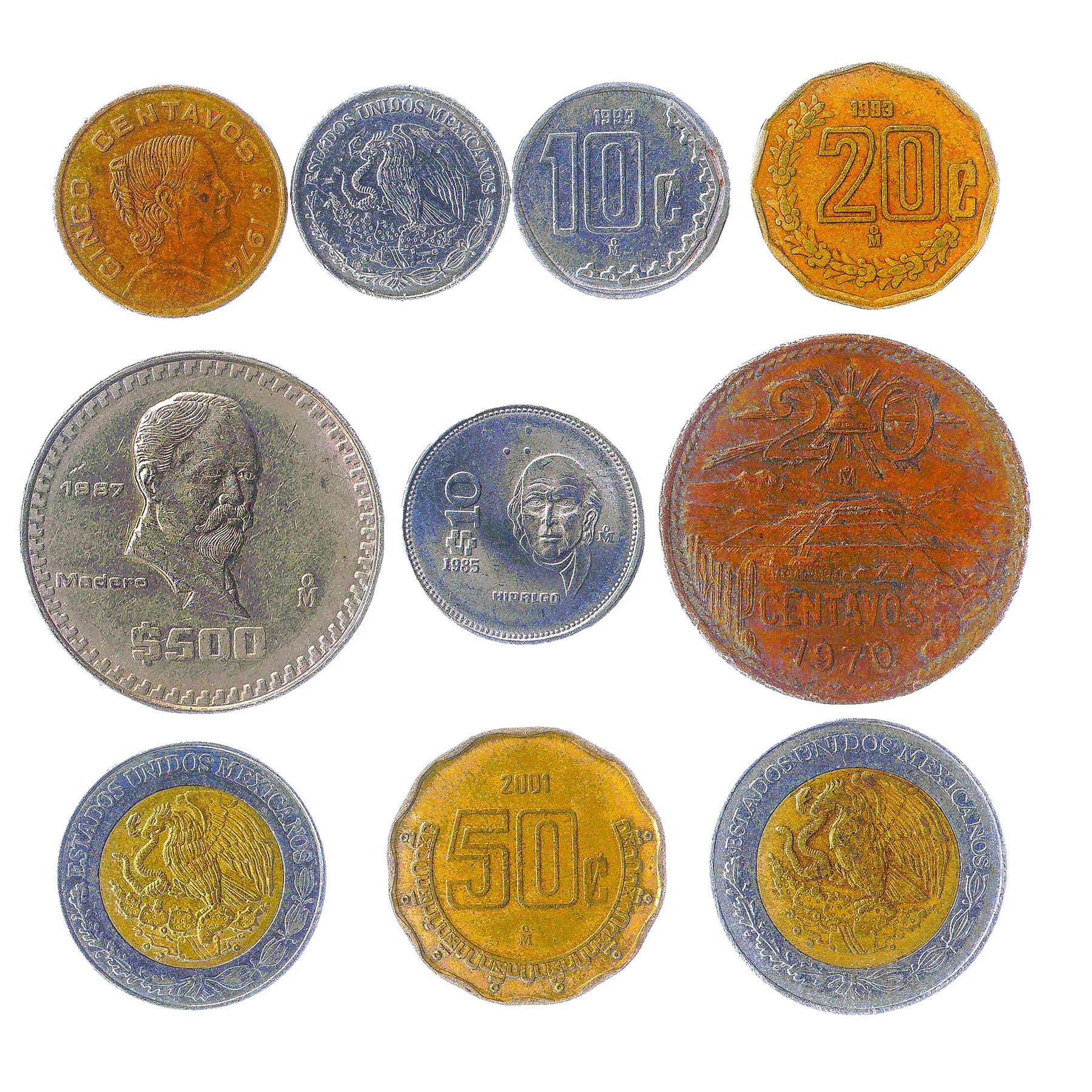 Mexico 10 Mixed Coins | Up to 10 Pesos in Denomination | Eagle and Snake | 1970 - 2018