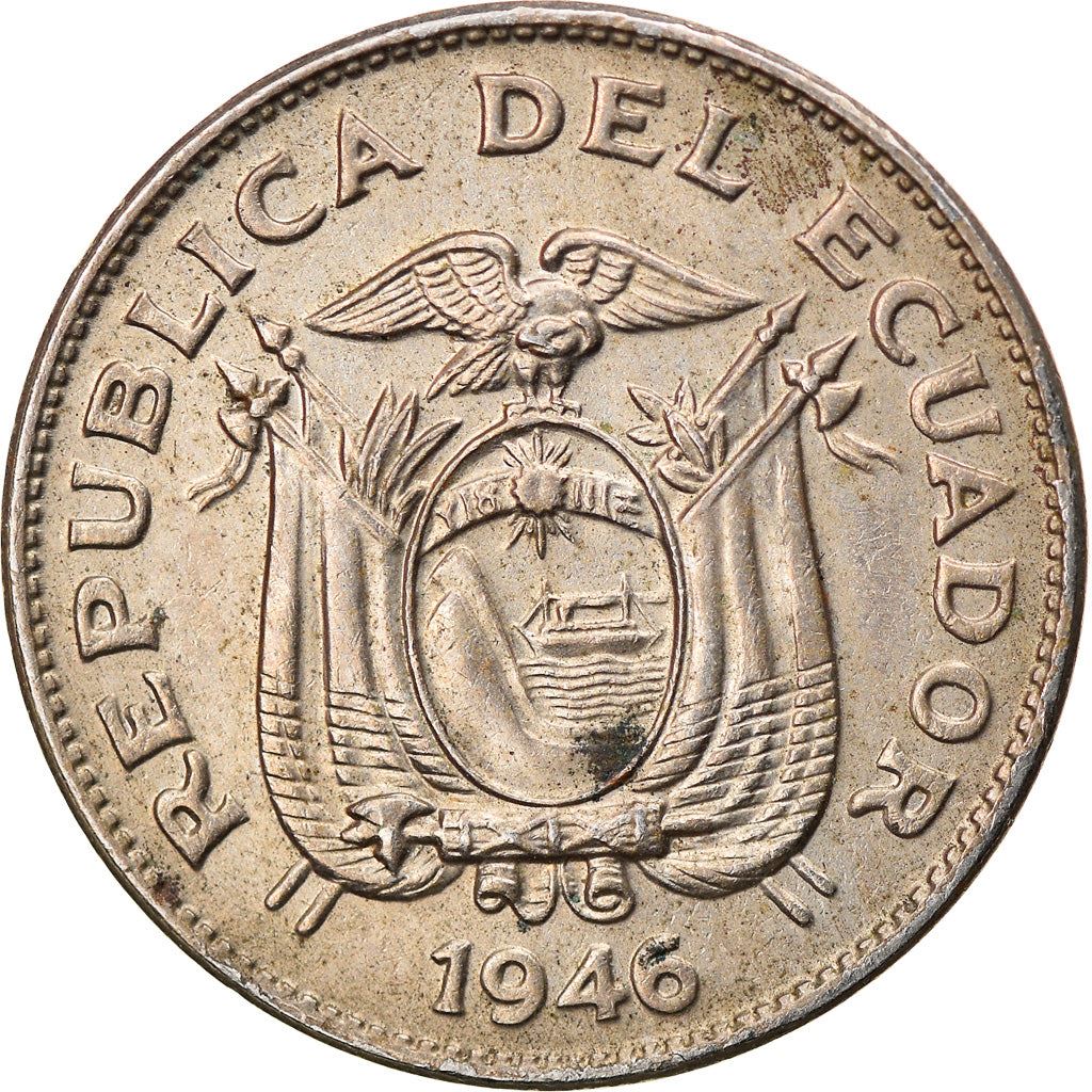 Ecuador | 20 centavos-mønt | Kobbernikkel | Krans | KM:77.1b | 1946