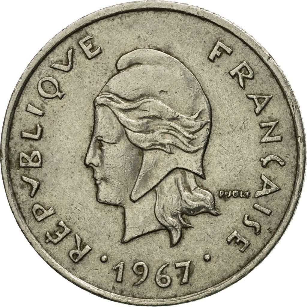 New Hebrides | 10 Francs Coin | Marianne | Native Mask | Snails | Km:2.1 | 1967 - 1970